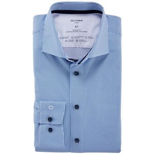 Olymp Luxor 24/Seven overhemd mouwlengte 7 normale fit blauw geprint katoen