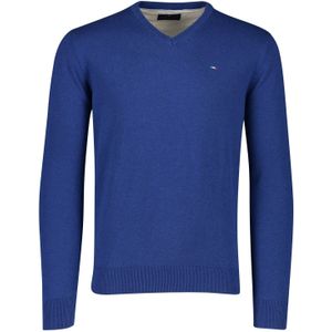 Portofino trui v-hals blauw effen 100% katoen