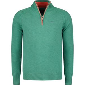 katoenen New Zealand sweater half zip groen
