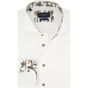Cavallaro casual overhemd mouwlengte 7 slim fit wit effen katoen