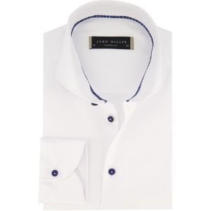 Tailored fit wit John Miller overhemd mouwlengte 7 katoen
