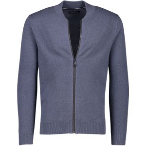 Casa Moda vest blauw rits effen katoen wijde fit