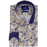 Eden Valley casual overhemd mouwlengte 7 normale fit donkerblauw geprint linnen en katoen