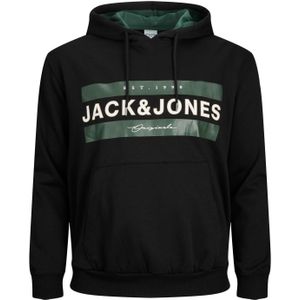 Jack & Jones hoodie Plus Size zwart uni katoen