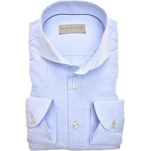 John Miller business overhemd John Miller Tailored Fit normale fit blauw gestreept katoen