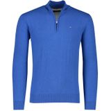 Katoenen Portofino trui blauw half zip