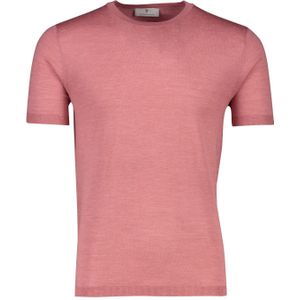 Thomas Maine T-shirt lichtroze effen merinowol ronde hals