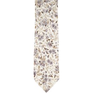 Profuomo zijde stropdas beige geprint bloemetjes