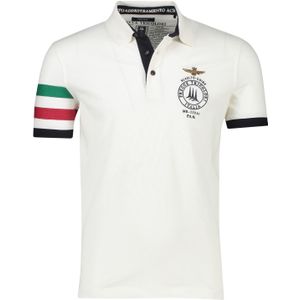 Aeronautica Militare polo normale fit wit met logo katoen