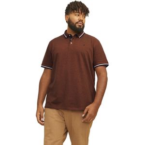 katoenen Jack&Jones polo effen bruin korte mouw