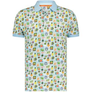 A Fish Named Fred poloshirt lichtblauw geprint slim fit