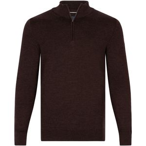 Cavallaro trui half zip bruin gemeleerd Slim Fit