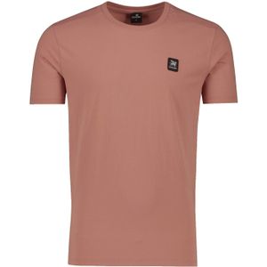 Katoenen Vanguard t-shirt effen roze ronde hals