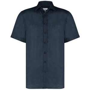 State of Art overhemd linnen korte mouw donkerblauw