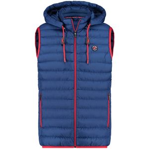 A Fish Named Fred bodywarmer donkerblauw slim fit effen rits met capuchon