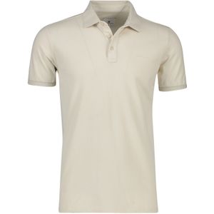 Poloshirt State of Art beige effen katoen wijde fit