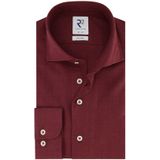 R2 business overhemd bordeaux effen wol slim fit