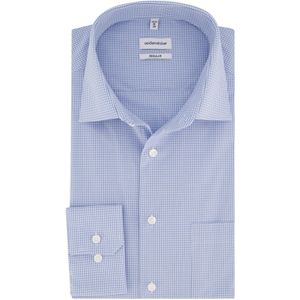 Blauw geruit Seidensticker overhemd Regular Fit