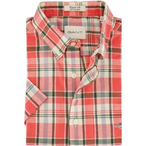 Gant regular fit overhemd roze geruit katoen korte mouw