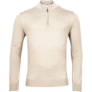 Thomas Maine trui half-zip beige
