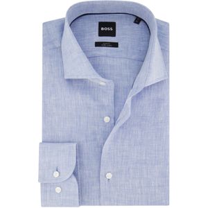 Boss overhemd effen lichtblauw slim fit linnen