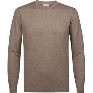 lange mouwen T-shirt Profuomo effen bruin normale fit