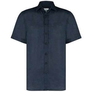 State of Art overhemd linnen korte mouw donkerblauw
