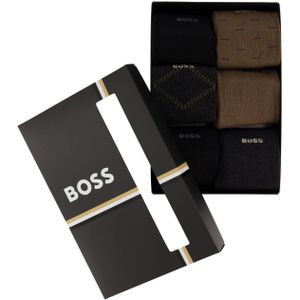 Hugo Boss sokken bruin/grijs geprint 6-pack katoen