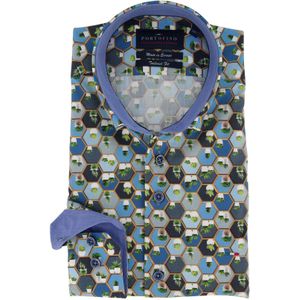 Portofino mouwlengte 7 overhemd  met motief Tailored Fit