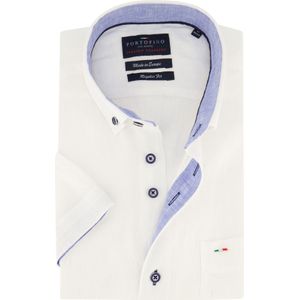 Linnen Portofino regular fit overhemd korte mouw wit