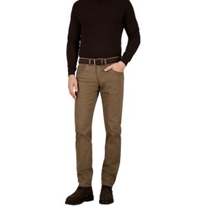 Katoenen Gardeur pantalon effen bruin normale fit