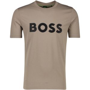 Katoenen Boss Green t-shirt Tee bruin opdruk normale fit