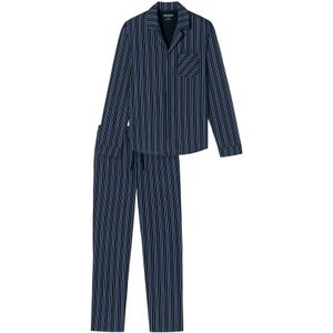 Schiesser pyjama donkerblauw streep katoen