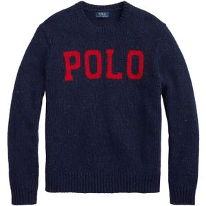 Big & Tall Polo Ralph Lauren trui donkerblauw effen wol