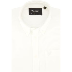 Lyle & Scott overhemd button-down wit effen Oxford katoen