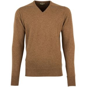 William Lockie pullover cognac lamswol v-hals