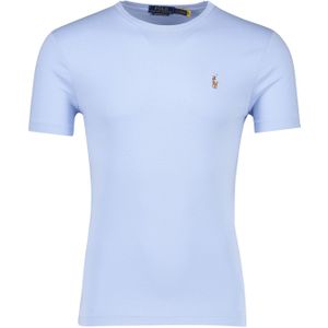 Katoenen Polo Ralph Lauren t-shirt effen lichtblauw slim fit