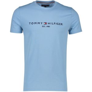 katoenen Tommy Hilfiger t-shirt lichtblauw slim fit