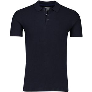 State of Art polo wijde fit navy korte mouw katoen 3-knoops