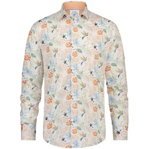 Slim fit katoen A Fish Named Fred oranje geprint overhemd