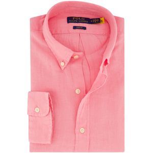 linnen Polo Ralph Lauren casual overhemd slim fit roze