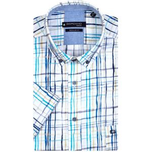 Giordano casual overhemd korte mouw blauw met print katoen wijde fit