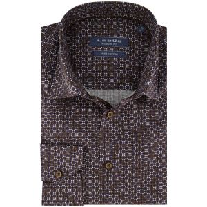 Modern fit bruin geprint Ledub overhemd