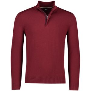 Hugo Boss sweater Maretto opstaande kraag met rits rood effen katoen