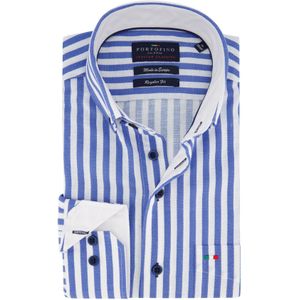 Casual Portofino overhemd wijde fit blauw wit gestreept linnen