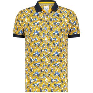 A Fish Named Fred polo geel met print katoen slim fit