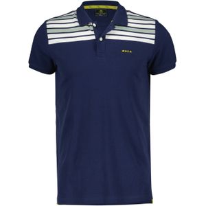 New Zealand polo donkerblauw geprint katoen normale fit