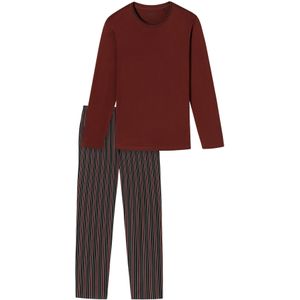 Schiesser pyjama rood gestreept 100% katoen