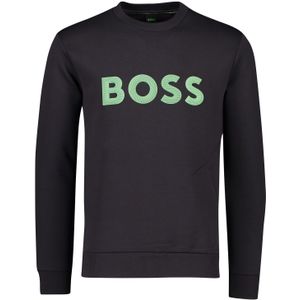 Hugo Boss ronde hals sweater zwart opdruk Salbo katoen