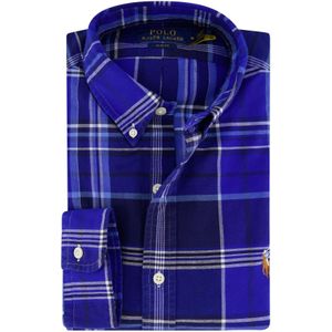Polo Ralph Lauren casual overhemd slim fit blauw geruit katoen button-down boord